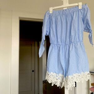 Blue and white summer jumpsuit